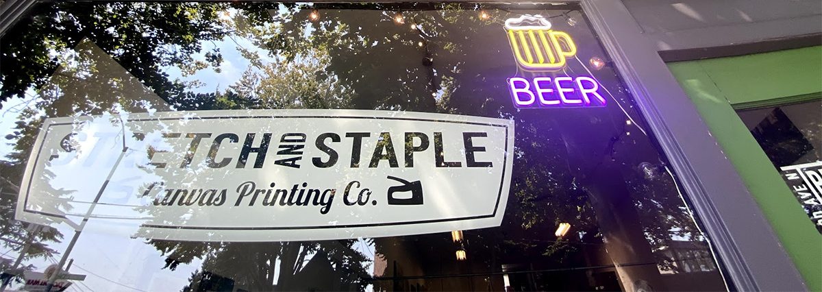 Stretch and Staple business sign outside